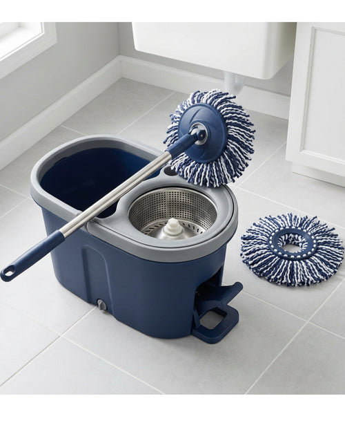 Laft Foot-Pedal Spin Mop and Dual-Section Bucket Set Navy - Lifestyle view