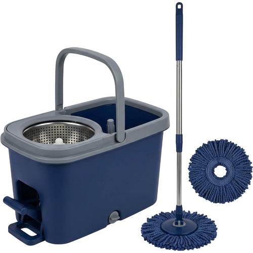 Laft Foot-Pedal Spin Mop and Dual-Section Bucket Set Navy - Product view